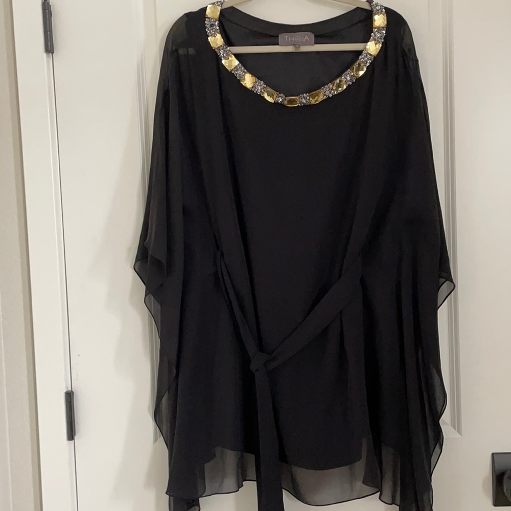 Theia Couture silk tunic with jewels. Size Medium